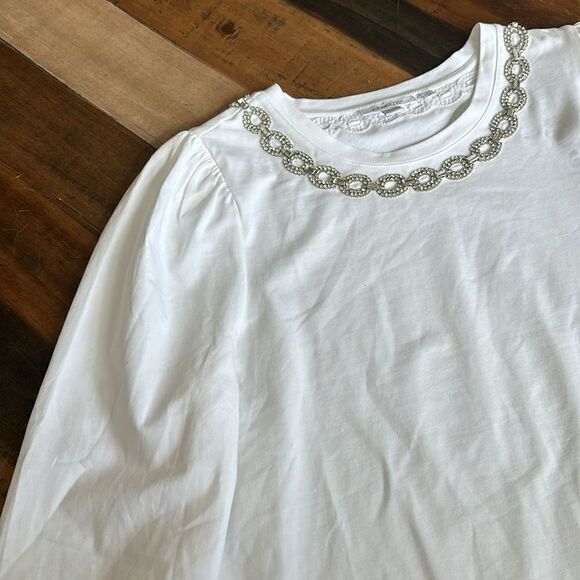 Chico’s Sz 1 embellished neck Top - Picture 7 of 10